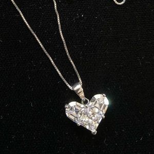 Tocara. Virginie heart shaped necklace. 925s and DiAmi clear stone 17”+2”